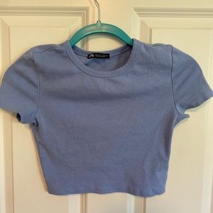 WORN ONCE BLUE ZARA CROP TOP
